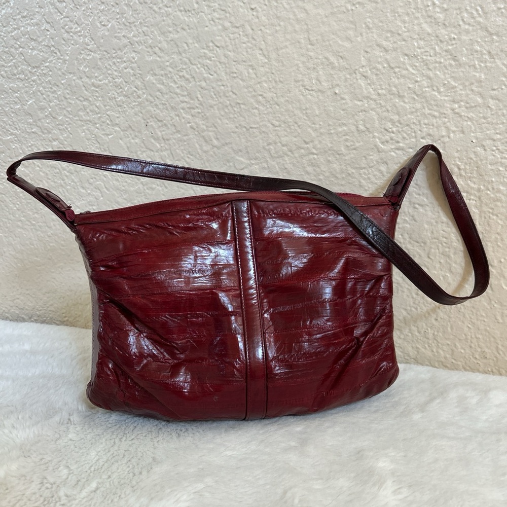 Chic Burgundy Eel skin Leather Purse